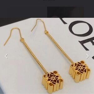 Gold Loewe Anagram Dangle Earrings
